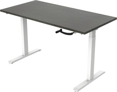 Office Hero® Cosmic Slinger- Zit sta bureau in hoogte verstelbaar wit frame - Game bureau - Computertafel - Werktafel - 140x80 - Logan eik