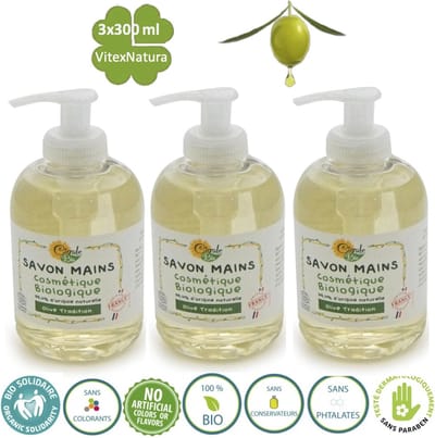 Ruwe Olijfolie | handzeep 3x300ml | Ingrediënten uit biologische landbouw | Cigale Bio