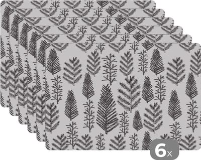 Placemat - Placemats kunststof - Kerstboom - Vintage - Kerst - Design - 45x30 cm - 6 stuks - Hittebestendig - Anti-Slip - Onderlegger - Afneembaar