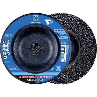 PFERD TOOLS 64195126 CC-GRIND-ROBUST 125 SGP STEELOX Diameter 125 mm Boordiameter 22.23 mm RVS, Staal, Hout 10 stuk(s)