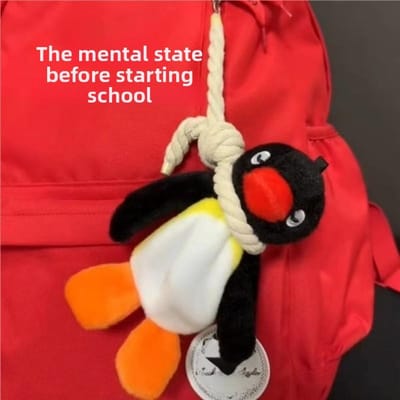 16cm Mignon Pingouin Peluche Porte-clés Mignonne Poupée Pendentif Sac à Dos Animal Créatif Filles Femmes Accessoires de Sac black