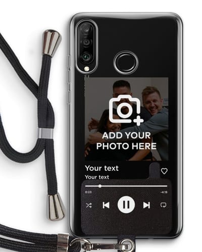 Gepersonaliseerd - Case Company® - Hoesje met koord geschikt voor Huawei P30 Lite hoesje met Koord - Music Player - Telefoonhoesje met Zwart Koord - Bescherming aan alle Kanten en Over de Schermrand