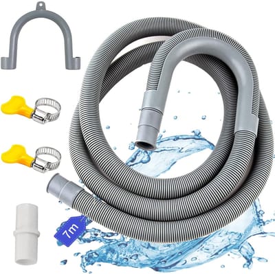 Dailygoods - Afvoerslang Wasmachine - 1 tot 7 meter - Ultra-duurzaam - Polypropyleen - Afvoerslangset - Geschikt voor Wasmachines en Vaatwassers