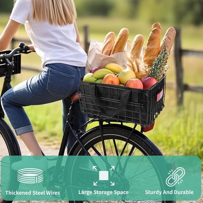 Fietsmand Achter - Fietsmand Opvouwbaar - Boodschappen Vervoeren - Roestwerend Stalen Frame - 34 x 23 cm - Zwart