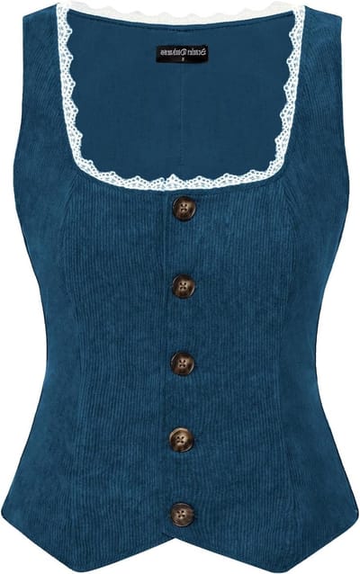Renaissance Traditioneel Vintage Mouwloos Middeleeuws Corduroy Vest voor Historische Kostuums en Feestjes