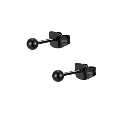 Fako Bijoux® - Oorbellen - Steker - RVS - Stainless Steel - Knopje - 3mm - Zwart