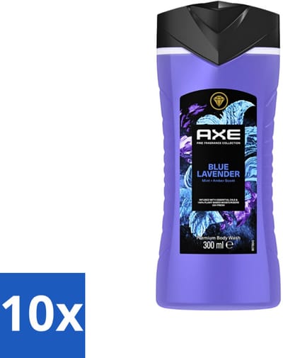 10 x AXE - Douchegel - Blue Lavender - Kalmerend - Premium Geur - 300 ml - Douchegel - Kalmerend - Frisheid - Ontspanning - Premium Geur