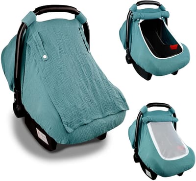 Autostoelhoes voor baby's, katoenen autostoelhoes voor baby's, unisex autostoelhoes voor baby's met ademend venster, lichtgewicht zonnescherm voor kinderautostoeltjes - blauw