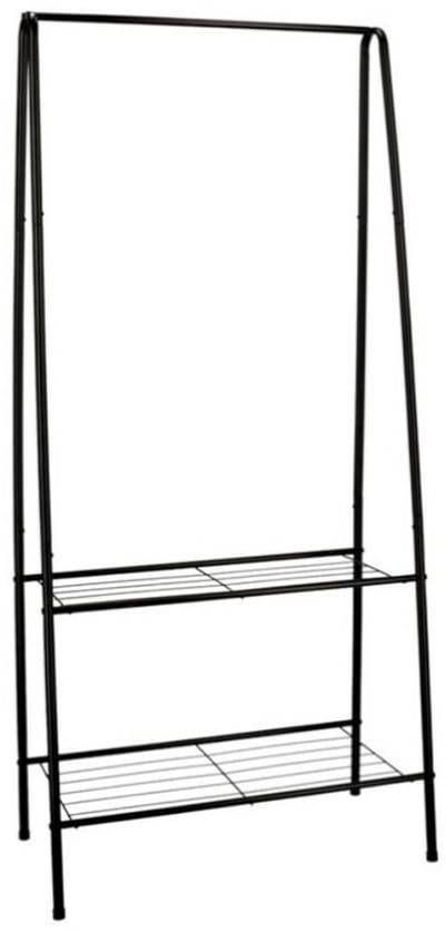 Kleding/schoenrek - kapstok met schoenen plank - zwart - ijzer - 59 x 32 x 152 cm