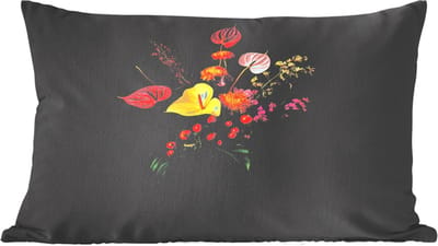 Sierkussens - Kussentjes Woonkamer - 50x30 cm - Bloemen - Vaas - Zwart