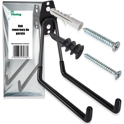 Vitolog - Garagefiets Haak - Zwart - Metaal & PVC - 18,7 cm
