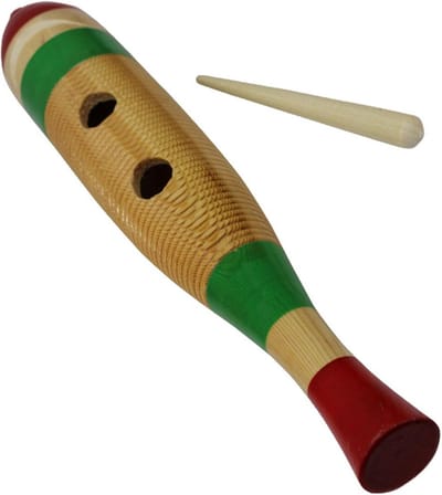 Houten Vissen Clapper - Muzikaal Speelgoed - Muziek Ontwikkeling - Met Drumstick - 25 cm - Houtkleur