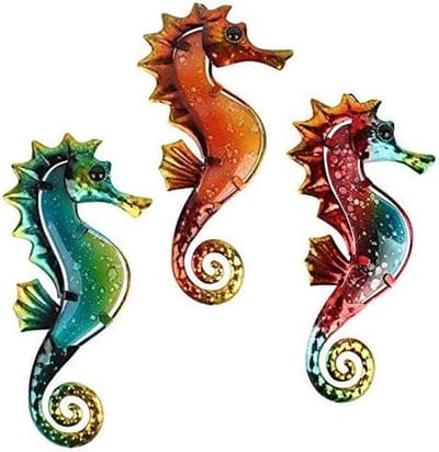 3Pcs/Set Metal Seahorse For Garden Decoration Outdoor Sculpture And Miniature Statues Ornaments Animal