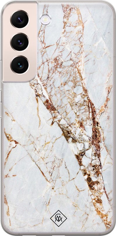 Casimoda® hoesje - Geschikt voor Samsung S22 Plus - Marmer Goud - Backcover - Siliconen/TPU - Geel