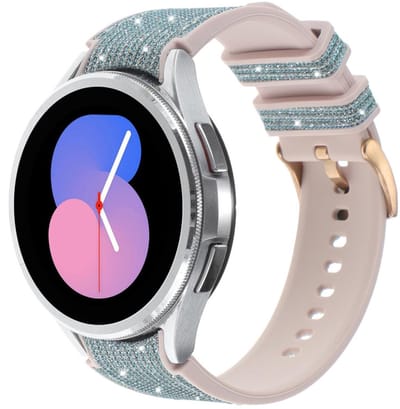 Siliconen bandje - geschikt voor Samsung Galaxy Watch 7 (40 & 44mm) / Watch 6 (Classic) / Watch 5 (Pro) / Watch 4 (Classic) / Watch FE - glitter met gespsluiting - blauw