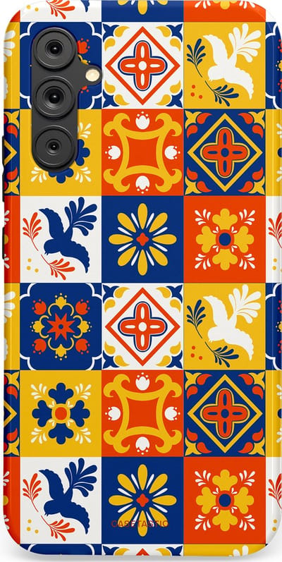Casetastic Hoesje Geschikt voor Samsung A34 (5G) - Stijlvolle Beschermende Duo-layer Case - Mediterraanse Tegels