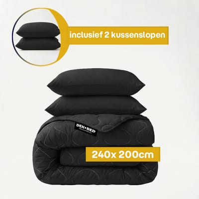 Dekbed-Discounter - Sleeptime Dekbed Zonder Overtrek 240 x 200 cm - Inclusief 2 kussenslopen - Wasbaar op 40 graden - Verkoelend dekbed - Zwart