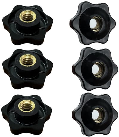 Zwarte M8 Knop met Schroefdraad - 6 Stuks, Stervormige Klemmoeren voor Machinebeveiliging, Handgreep en Bevestiging