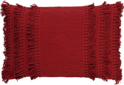 Dutch Decor FARA - Kussenhoes 40x60 cm - 100% katoen - met franjes - Merlot - rood - met rits - zonder binnenkussen