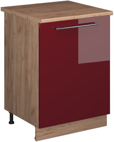 Vicco Wastafelkast Fame-Line, Bordeauxrode hoogglans/Goudkleurig Eiken, 60 cm