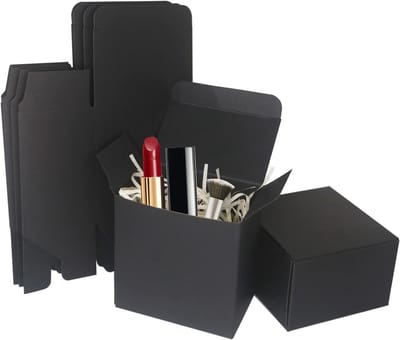 Kleine Zwarte Kraft Cadeau Dozen 80x80x50mm met Deksel voor Verjaardagen, Bruiloften en Feesten - 10 Stuks Lege Favors