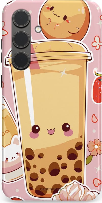 Casetastic Hoesje Geschikt voor Samsung S24 Plus - Stijlvolle Beschermende Duo-layer Case - Kawaii Thee Design - Bubble Tea