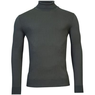 Thomas Maine Trui High Neck Uni Subtle Knit Rib Pattern Pine Green / male