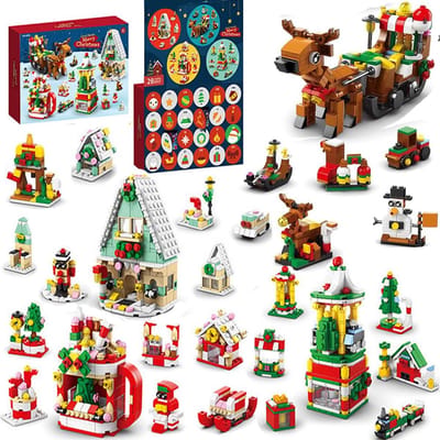 YYCHAN - Adventskalender Bouwsets - 24 Bouwpakketten Kerst - Speelgoed Kinderen & Volwassenen - Constructiespeelgoed - Kerstcadeau Kinderen - A