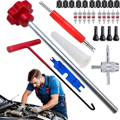 Ventielschacht Gereedschap - Ventielkern Tool - Banden Onderhoud - Compleet 30-delig - 30 Stuks - Zwart