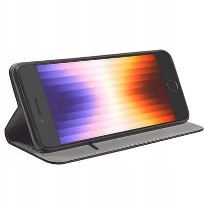 Jaym, Hoesje geschikt voor iPhone 7 / 8 / SE 2020 (4G) / SE 2022 (5G) - Magnetisch Folio met Standaard, Zwart