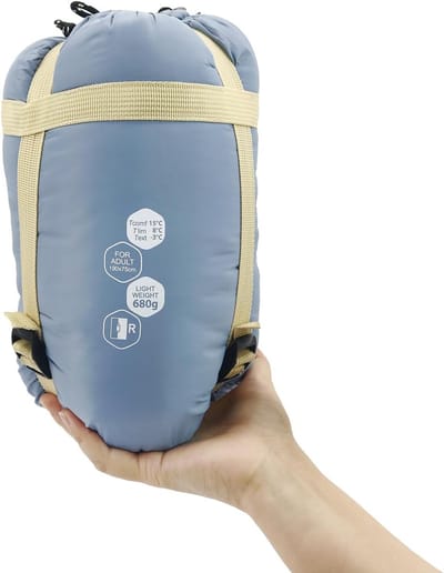Lichte Slaapzak - Compacte Slaapzak - Kamperen en Wandelen - Waterdicht en Machinewasbaar - M/L Maten - Blauw