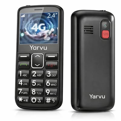 Yarvu ® - Easy 2 - 4G Senioren Mobiele Telefoon + 2 Accu's Geleverd - Grote Toetsen & Cijfers - Big Button Mobiel - GSM Ouderen - GSM - SOS Noodknop - Snelkiestoetsen - Zwart