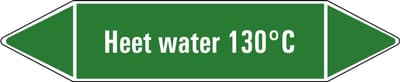 Heet water 130°C leidingmarkering op vel 126 x 26 mm - 5 per vel