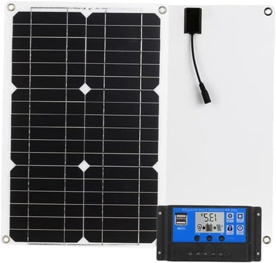 Zonnepaneel Kit - Energie Oplader - Offgrid Batterij Laden - Waterdicht Ontwerp - 18W Vermogen - Zwart Wit