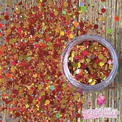 GetGlitterBaby® - Gouden Rode Biologische / Biologisch afbreekbare Chunky Festival Glitters voor Lichaam en Gezicht / Biodegradable Face Body Carnaval Glitter Jewels Mix - Rood / Goud