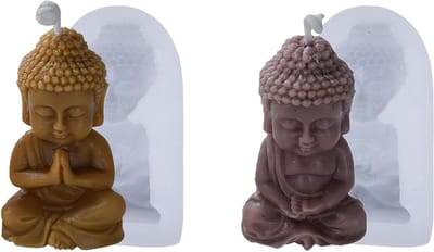 Set van 2 siliconen mallen voor boeddha figuren, ideaal voor kaarsen en zeep maken, ambachtelijke creaties
