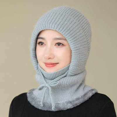 Gezichtsmasker Nekbeschermer Eendelig Muts met Winterfleece Sneeuwhoed Dik en Warm Gebreide Fietsgaren Muts One size