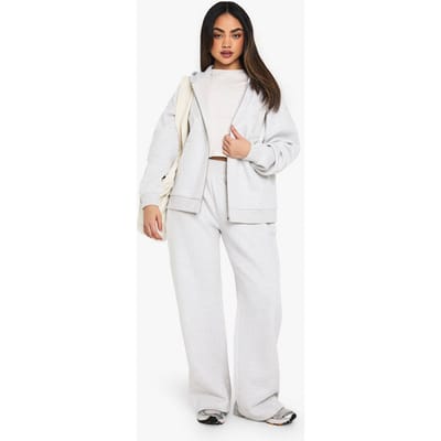boohoo Dames NY Geborduurde Jogger met Wijde Pijpen | Grey | Maat: Small