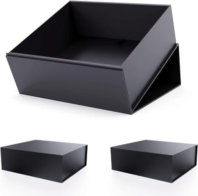 Luxe Geschenkdoos Set in Zwart (3 Stuks) - Inclusief Wenskaarten en Zijdepapier - Magnetische Sluiting