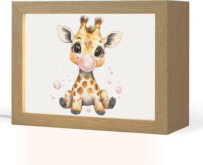 Nachtlampje 20x15 cm - Kinder lampje - Giraffe - Roze - Kauwgom - Tafellamp kinderkamer - Slaapkamer lamp - Bedlamp kinderen - Kinderlampje stopcontact - Wandlamp babykamer - Nachtlampjes