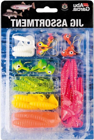 Jig Assortiment - Kunstaas Set - Forel en Baars Vissen - 25 Gekrulde Jigs 9 Jigkoppen - 27 Eenheden - Assortiment