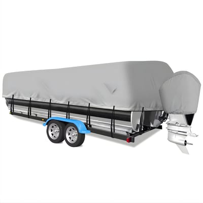 Pontonboot Hoes - Voor Boot & Trailer - UV-Bestendig, 300D Waterdicht met Verstelbare Winddichte Aandraaistriem en Opbergtas - 520-610 cm