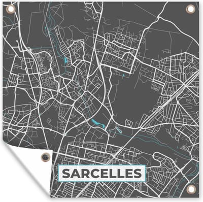 Tuin poster Sarcelles - Frankrijk - Kaart - Stadskaart - Plattegrond - 200x200 cm - Tuindoek