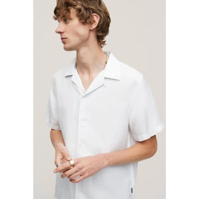 John Varvatos Danny Ss Camp Shirt White Maat: S | Casual Overhemden Outlet | Heren | Wit