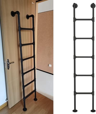 Metalen Vlizotrap - Zwarte Ladder - Toegang Zolder - Sterk IJzer Ontwerp - 160 cm Hoog - Zwart