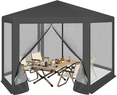 Amolass - Tuinhuis - Pop-Up Tent - Opvouwbaar - Buiten Tent - 3.8x3.3m - Waterdicht Oxford - Insectenbescherming - Donkergrijs