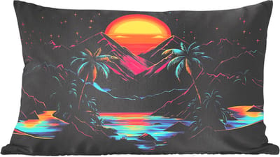 Sierkussens - Kussentjes Woonkamer - 60x40 cm - Palmbomen - Neonbergen - Sterrenhemel - Zon