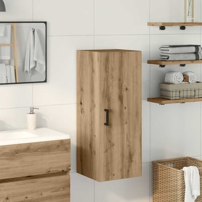 vidaXL - Wandkast - 34,5x34x90 - cm - bewerkt - hout - artisanaal - eikenkleur