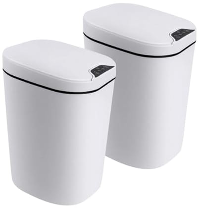 Prullenbak Set - Afvalbakken - Hygiënisch Afval - Automatische Sensor - 2x 12 Liter - Wit