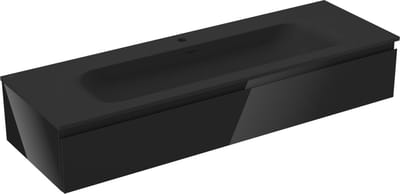 Mexen Orio badmeubel 140 cm met wastafel Vela, 1 lade, zwart glans/zwart mat - 91A10-14023-1-BF70-W23M71